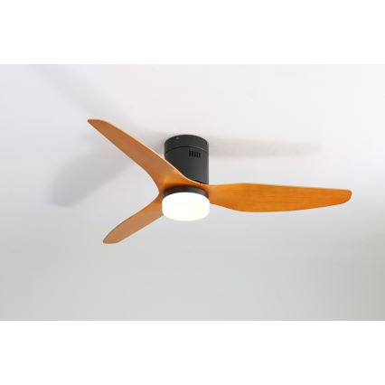 Immax NEO 07142-B - LED Kattotuuletin NEO LITE FRESCO LED/18W/230V Tuya Wi-Fi musta/puu + kaukosäädin
