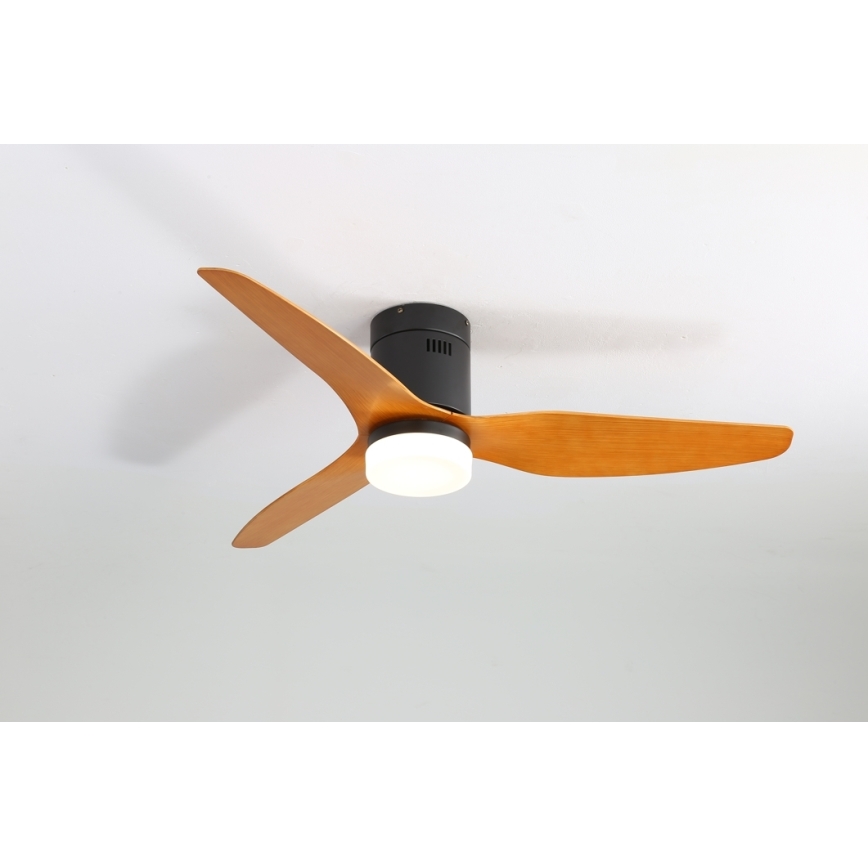 Immax NEO 07142-B - LED Kattotuuletin NEO LITE FRESCO LED/18W/230V Tuya Wi-Fi musta/puu + kaukosäädin