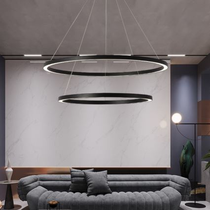 Immax NEO 07158-B80-60 - LED Himmennettävä kattokruunu FINO LED/93W/230V Tuya musta + kaukosäädin