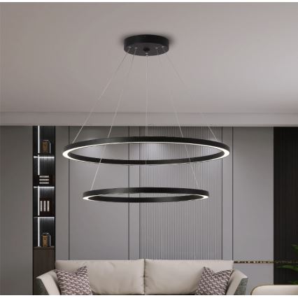 Immax NEO 07158-B80-60 - LED Himmennettävä kattokruunu FINO LED/93W/230V Tuya musta + kaukosäädin