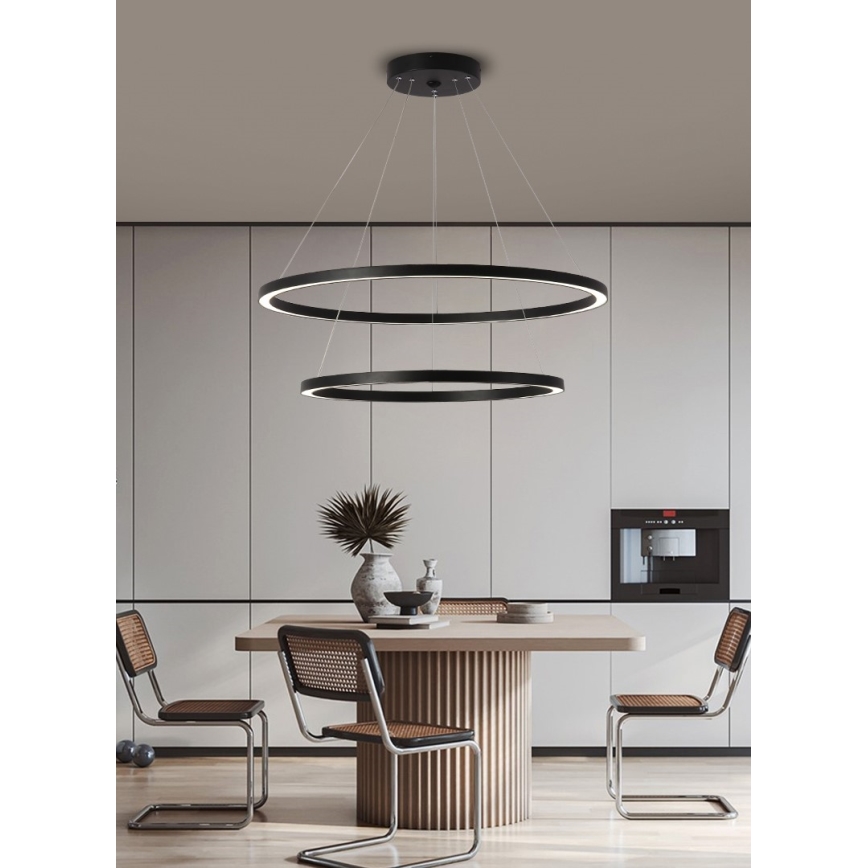 Immax NEO 07158-B80-60 - LED Himmennettävä kattokruunu FINO LED/93W/230V Tuya musta + kaukosäädin