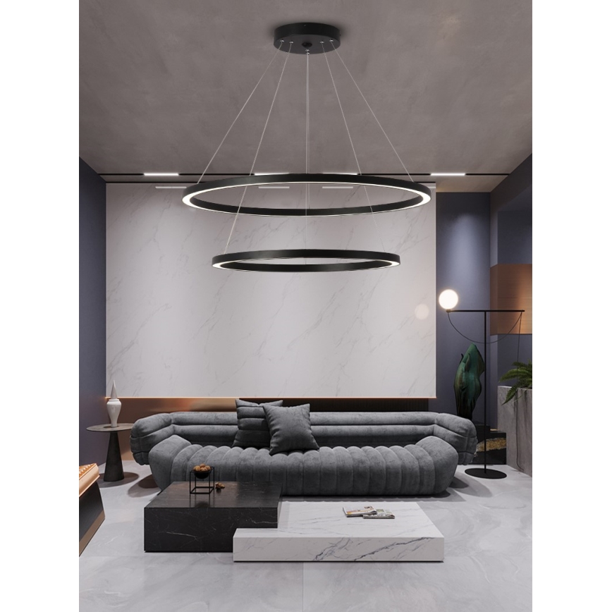 Immax NEO 07158-B80-60 - LED Himmennettävä kattokruunu FINO LED/93W/230V Tuya musta + kaukosäädin