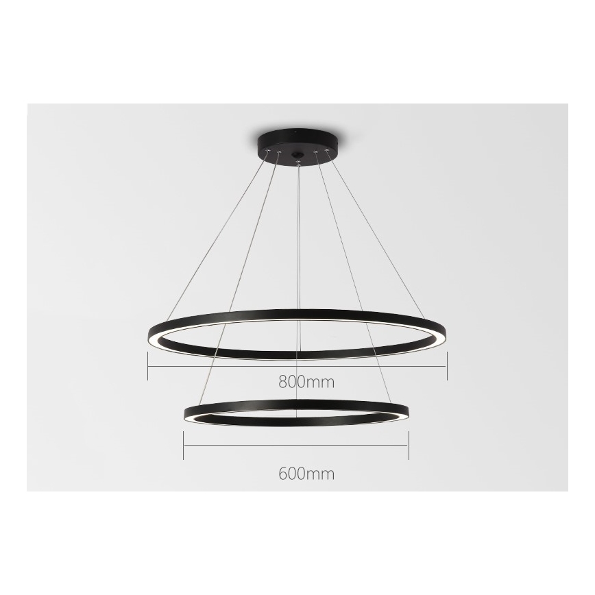 Immax NEO 07158-B80-60 - LED Himmennettävä kattokruunu FINO LED/93W/230V Tuya musta + kaukosäädin