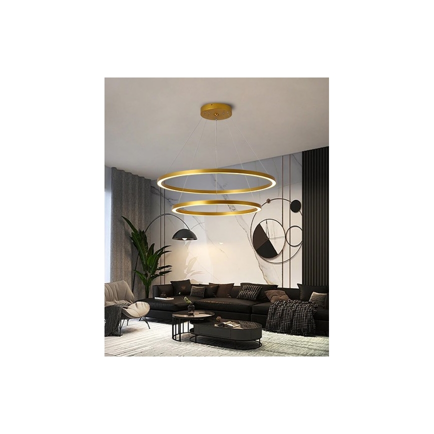 Immax NEO 07159-G80-60 - LED Himmennettävä kattokruunu johdossa FINO LED/93W/230V Tuya kulta + kaukosäädin
