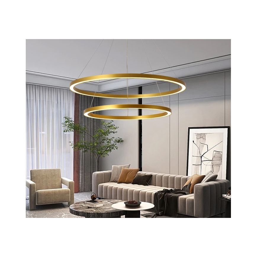 Immax NEO 07159-G80-60 - LED Himmennettävä kattokruunu johdossa FINO LED/93W/230V Tuya kulta + kaukosäädin