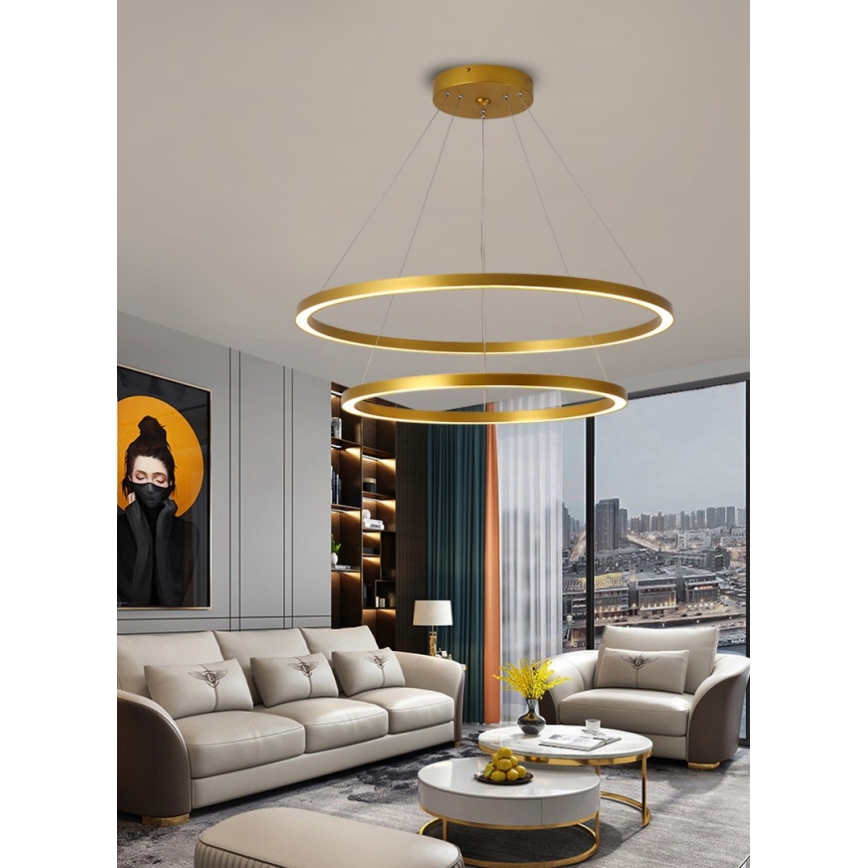 Immax NEO 07159-G80-60 - LED Himmennettävä kattokruunu johdossa FINO LED/93W/230V Tuya kulta + kaukosäädin
