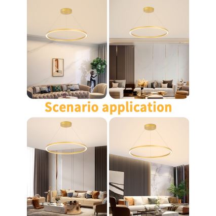 Immax NEO 07159-G80 - LED Himmennettävä kattokruunu johdossa FINO LED/60W/230V Tuya kulta + kaukosäädin