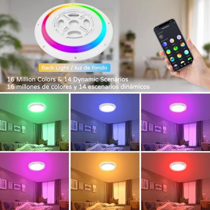 Immax NEO 07164-40 - LED RGB+CCT Himmennettävä kattovalaisin NEO LITE TUDO LED/50W/230V Wi-Fi Tuya +remote hallinta