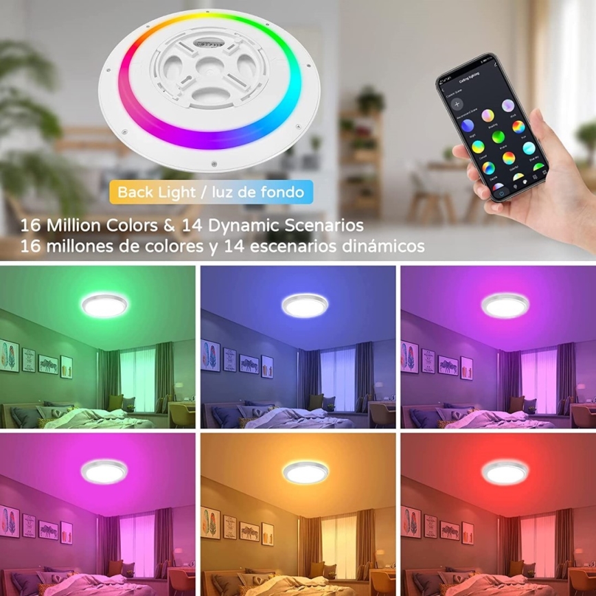 Immax NEO 07164-40 - LED RGB+CCT Himmennettävä kattovalaisin NEO LITE TUDO LED/50W/230V Wi-Fi Tuya +remote hallinta