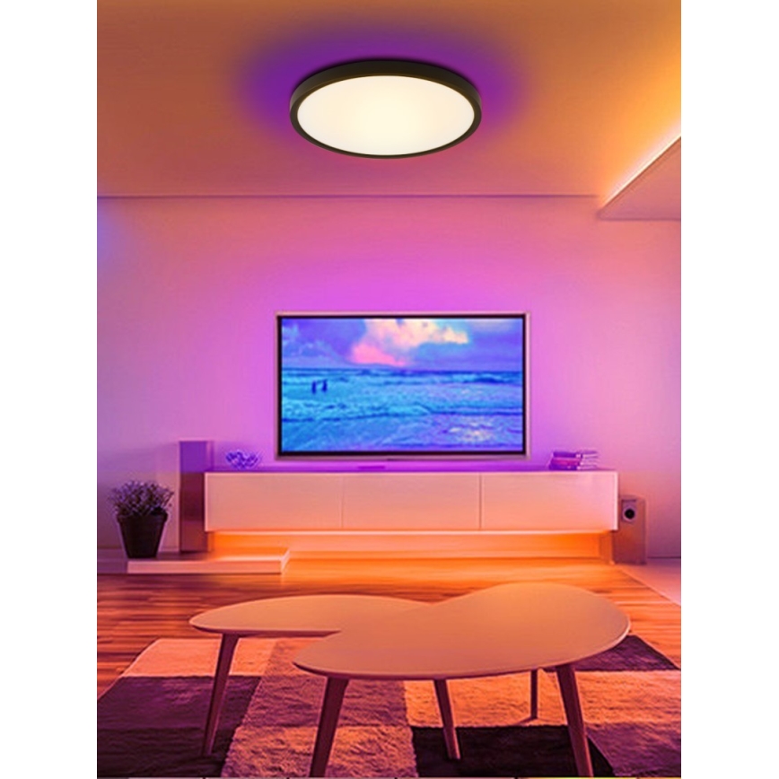 Immax NEO 07166-B40 - LED RGB+CCT Himmennettävä kattovalaisin NEO LITE TUDO LED/50W/230V Wi-Fi Tuya musta + kauko-ohjaus