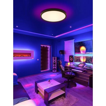 Immax NEO 07166-B40 - LED RGB+CCT Himmennettävä kattovalaisin NEO LITE TUDO LED/50W/230V Wi-Fi Tuya musta + kauko-ohjaus