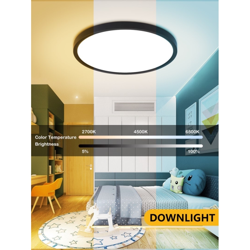 Immax NEO 07166-B40 - LED RGB+CCT Himmennettävä kattovalaisin NEO LITE TUDO LED/50W/230V Wi-Fi Tuya musta + kauko-ohjaus