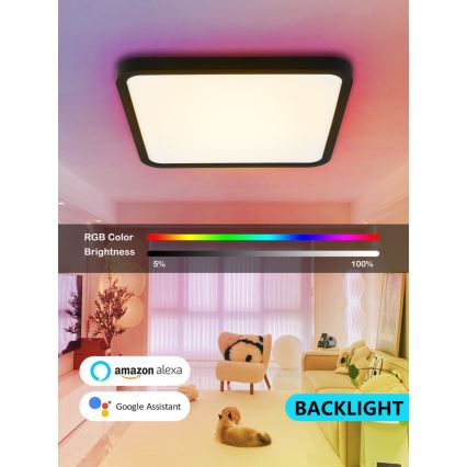 Immax NEO 07167-B40 - LED RGB+CCT Himmennettävä kattovalaisin NEO LITE TUDO LED/50W/230V Wi-Fi Tuya musta + kauko-ohjaus