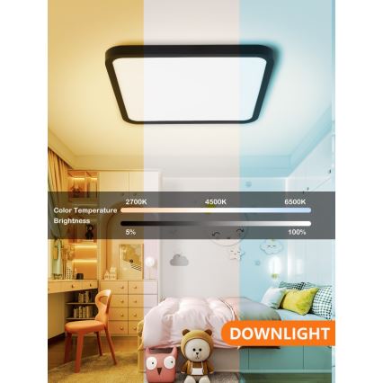 Immax NEO 07167-B40 - LED RGB+CCT Himmennettävä kattovalaisin NEO LITE TUDO LED/50W/230V Wi-Fi Tuya musta + kauko-ohjaus