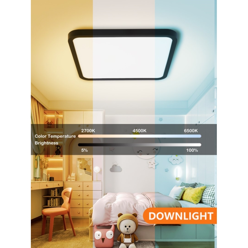 Immax NEO 07167-B40 - LED RGB+CCT Himmennettävä kattovalaisin NEO LITE TUDO LED/50W/230V Wi-Fi Tuya musta + kauko-ohjaus