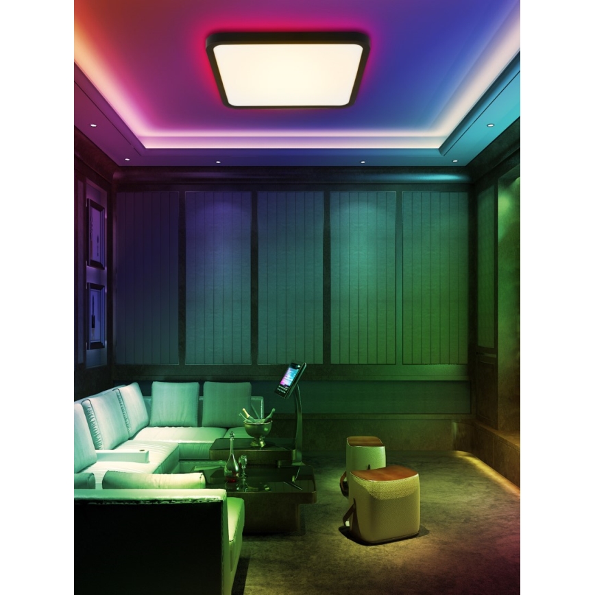 Immax NEO 07167-B40 - LED RGB+CCT Himmennettävä kattovalaisin NEO LITE TUDO LED/50W/230V Wi-Fi Tuya musta + kauko-ohjaus