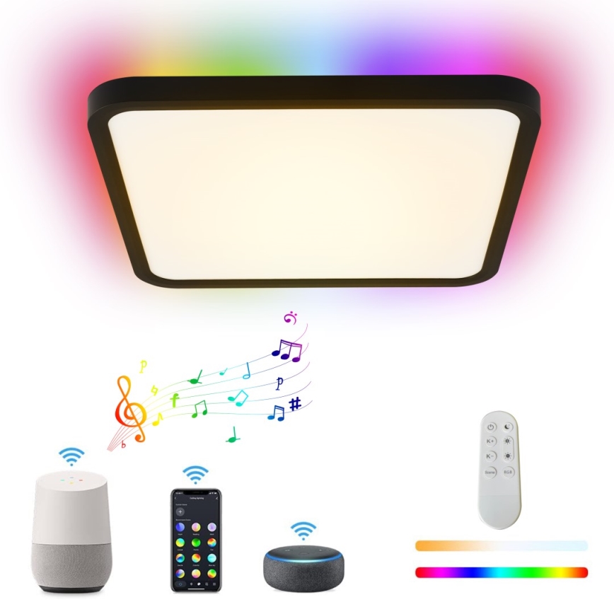 Immax NEO 07167-B40 - LED RGB+CCT Himmennettävä kattovalaisin NEO LITE TUDO LED/50W/230V Wi-Fi Tuya musta + kauko-ohjaus