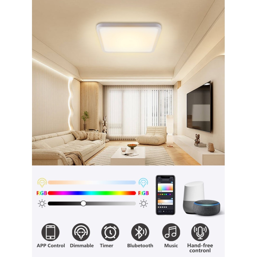 Immax NEO 07168-W40 - LED RGB+CCT Himmennettävä kattovalaisin NEO LITE TUDO LED/50W/230V Wi-Fi Tuya valkoinen + kaukosäädin