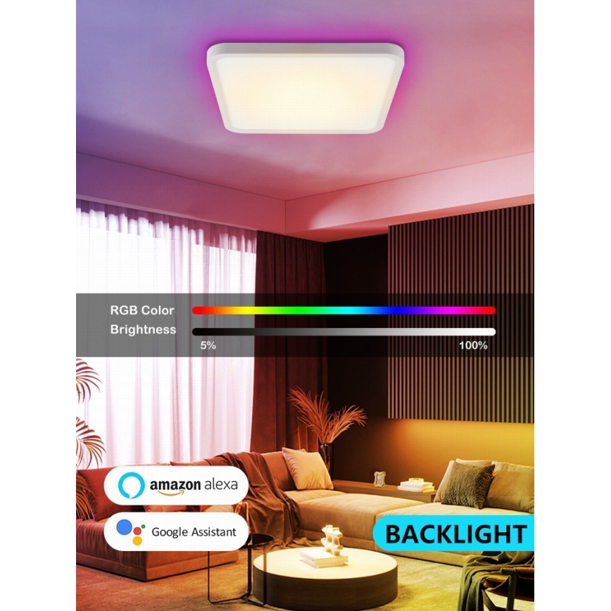 Immax NEO 07168-W40 - LED RGB+CCT Himmennettävä kattovalaisin NEO LITE TUDO LED/50W/230V Wi-Fi Tuya valkoinen + kaukosäädin