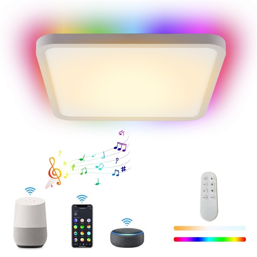 Immax NEO 07168-W40 - LED RGB+CCT Himmennettävä kattovalaisin NEO LITE TUDO LED/50W/230V Wi-Fi Tuya valkoinen + kaukosäädin