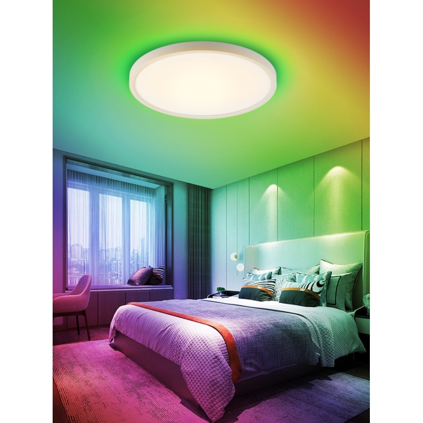 Immax NEO 07169-W60 - LED RGB+CCT Himmennettävä kattovalaisin NEO LITE TUDO 65W/230V 2700-6500K Wi-Fi Tuya + kauko-ohjaus valkoinen