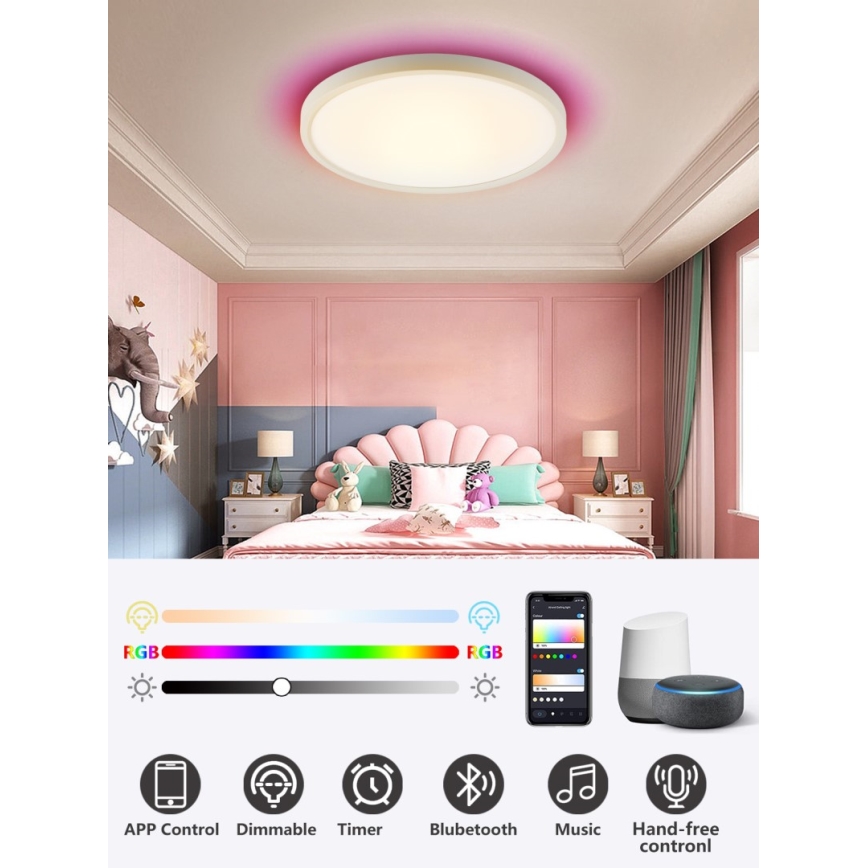 Immax NEO 07169-W60 - LED RGB+CCT Himmennettävä kattovalaisin NEO LITE TUDO 65W/230V 2700-6500K Wi-Fi Tuya + kauko-ohjaus valkoinen