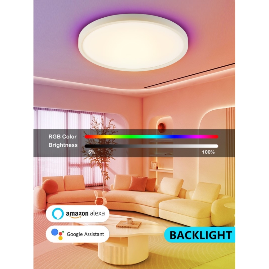 Immax NEO 07169-W60 - LED RGB+CCT Himmennettävä kattovalaisin NEO LITE TUDO 65W/230V 2700-6500K Wi-Fi Tuya + kauko-ohjaus valkoinen