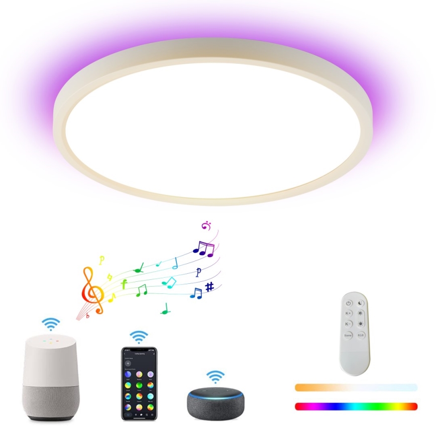 Immax NEO 07169-W60 - LED RGB+CCT Himmennettävä kattovalaisin NEO LITE TUDO 65W/230V 2700-6500K Wi-Fi Tuya + kauko-ohjaus valkoinen