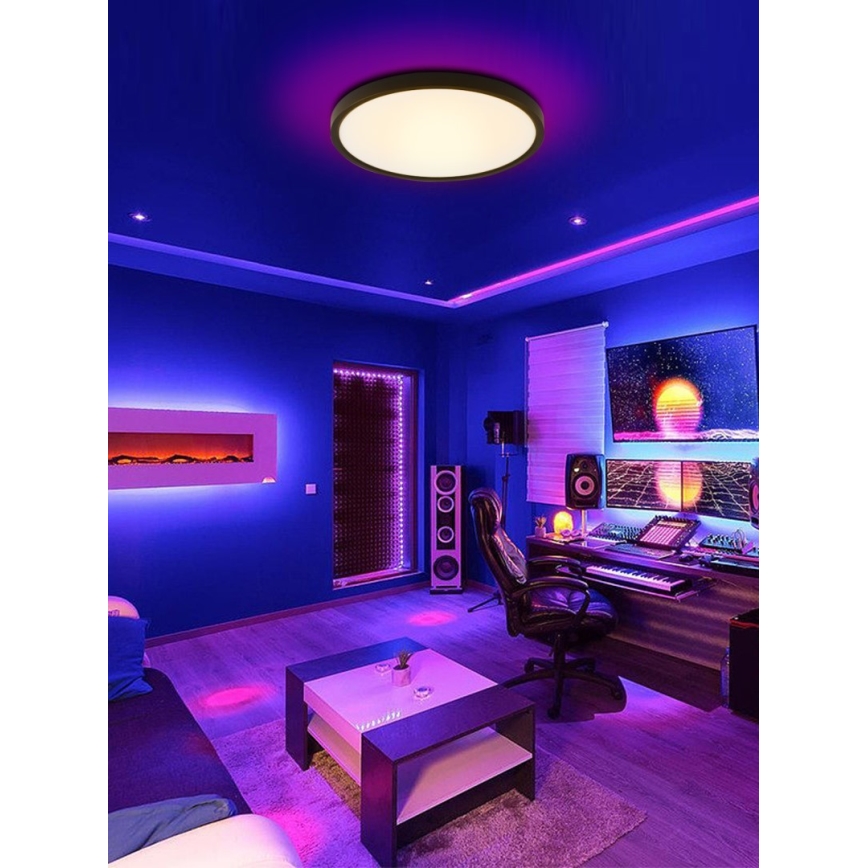 Immax NEO 07170-B60 - LED RGB+CCT Himmennettävä kattovalaisin NEO LITE TUDO LED/65W/230V 2700-6500K Wi-Fi Tuya musta + kauko-ohjaus