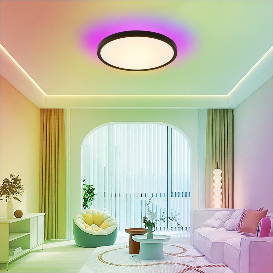 Immax NEO 07170-B60 - LED RGB+CCT Himmennettävä kattovalaisin NEO LITE TUDO LED/65W/230V 2700-6500K Wi-Fi Tuya musta + kauko-ohjaus