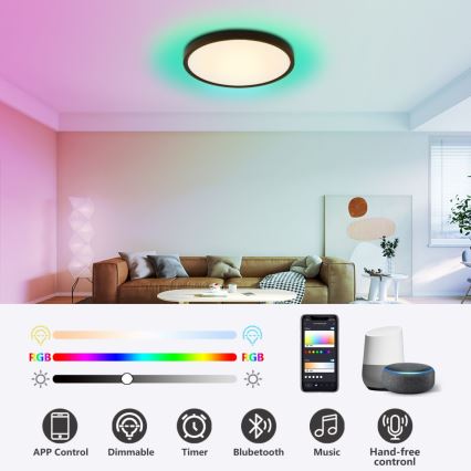 Immax NEO 07170-B60 - LED RGB+CCT Himmennettävä kattovalaisin NEO LITE TUDO LED/65W/230V 2700-6500K Wi-Fi Tuya musta + kauko-ohjaus