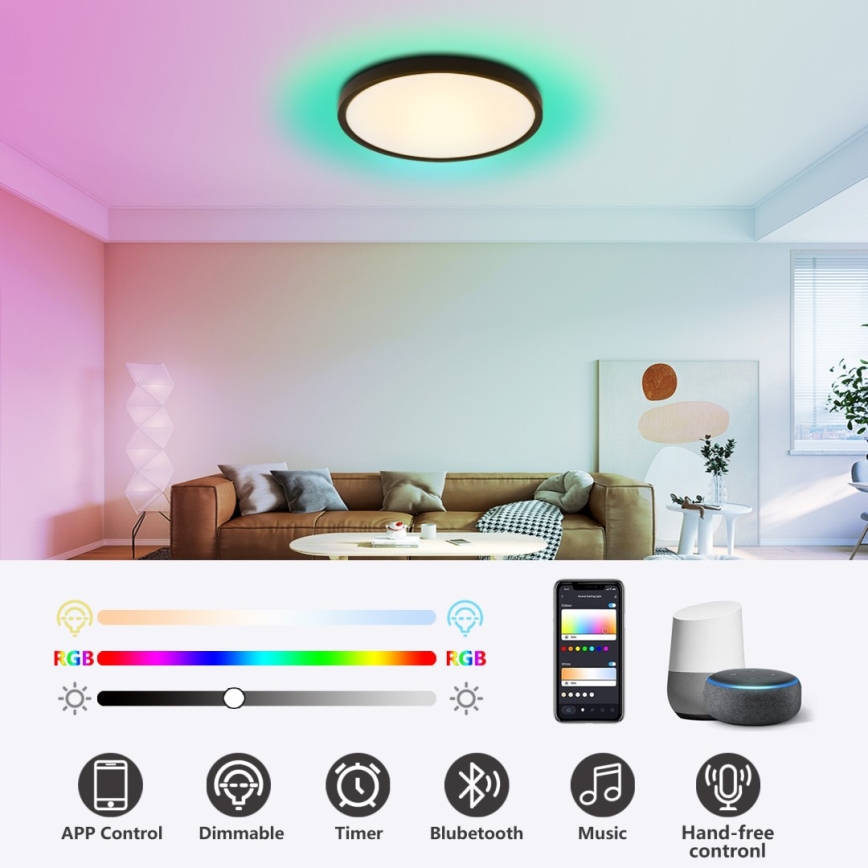 Immax NEO 07170-B60 - LED RGB+CCT Himmennettävä kattovalaisin NEO LITE TUDO LED/65W/230V 2700-6500K Wi-Fi Tuya musta + kauko-ohjaus