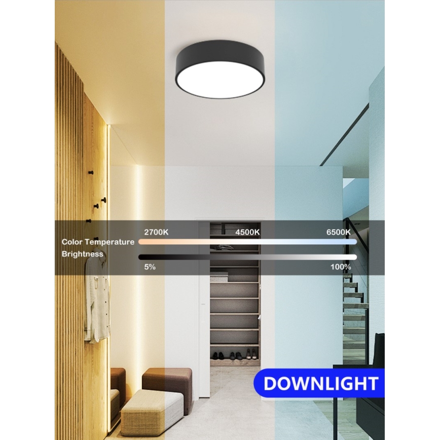 Immax NEO 07200L - Himmennettävä LED-kattovalaisin RONDATE LED/18W/230V 3000-6000K halkaisija 25 cm musta Tuya + kauko-ohjaus