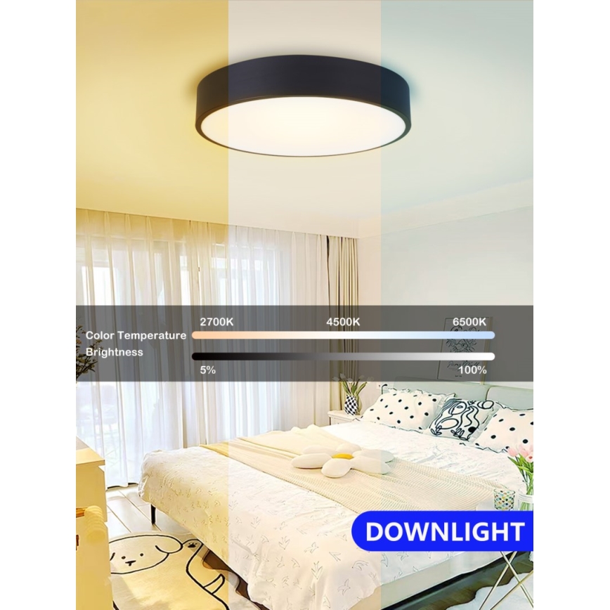 Immax NEO 07201L - Himmennettävä LED-kattovalaisin RONDATE LED/28W/230V musta Tuya + kauko-ohjaus