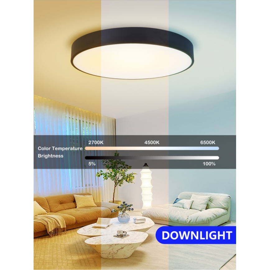 Immax NEO 07202L - Himmennettävä LED-kattovalaisin RONDATE LED/53W/230V musta Tuya + kauko-ohjaus
