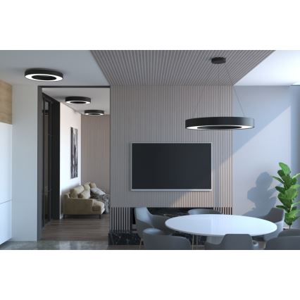 Immax NEO 07209L - Himmennettävä LED-kattovalaisin PASTEL LED/53W/230V 60 cm musta Tuya + kauko-ohjaus