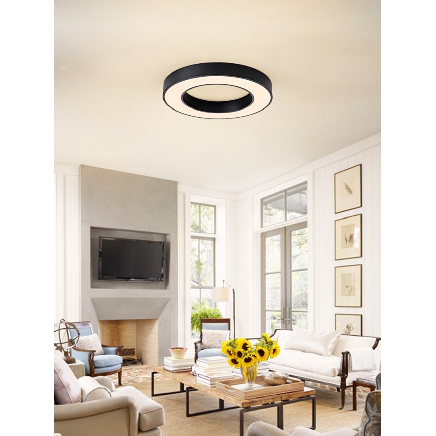 Immax NEO 07209L - Himmennettävä LED-kattovalaisin PASTEL LED/53W/230V 60 cm musta Tuya + kauko-ohjaus