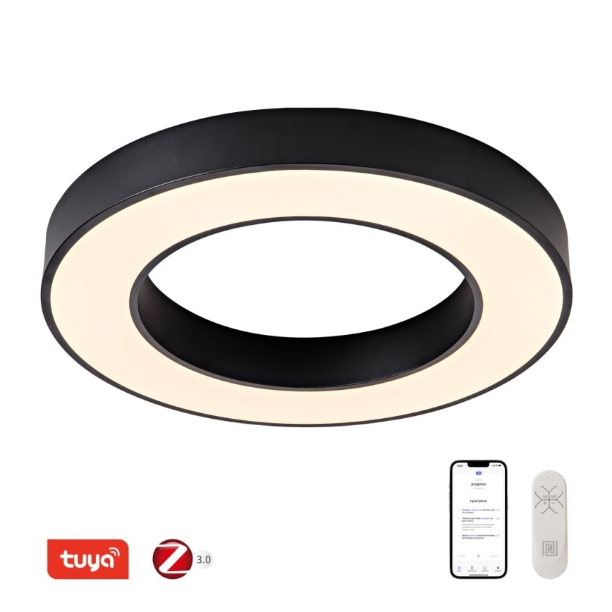 Immax NEO 07209L - Himmennettävä LED-kattovalaisin PASTEL LED/53W/230V 60 cm musta Tuya + kauko-ohjaus