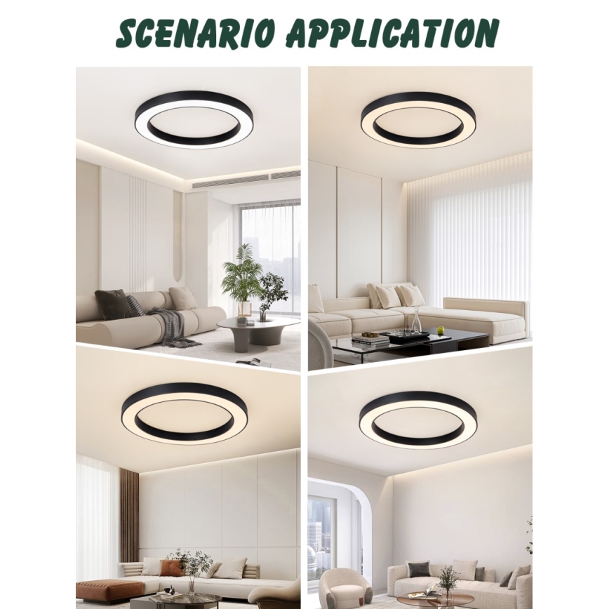 Immax NEO 07210L - Himmennettävä LED-kattovalaisin PASTEL LED/68W/230V 95 cm musta Tuya + kauko-ohjaus