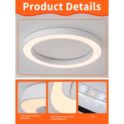 Immax NEO 07213L - Himmennettävä LED-kattovalaisin PASTEL LED/68W/230V 95 cm valkoinen Tuya + kauko-ohjaus