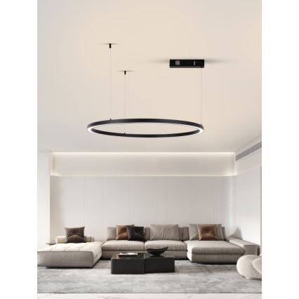 Immax NEO 07215L - Himmennettävä LED-kattokruunu johdossa FINO LED/60W/230V 80 cm musta Tuya + kauko-ohjaus
