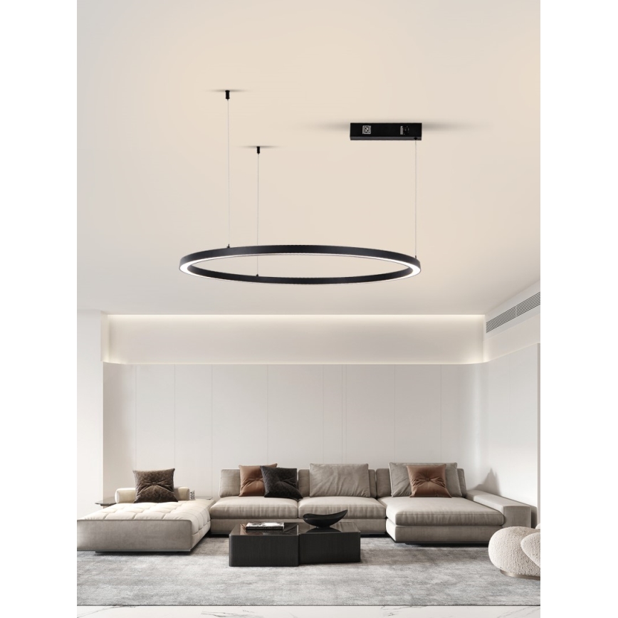 Immax NEO 07215L - Himmennettävä LED-kattokruunu johdossa FINO LED/60W/230V 80 cm musta Tuya + kauko-ohjaus