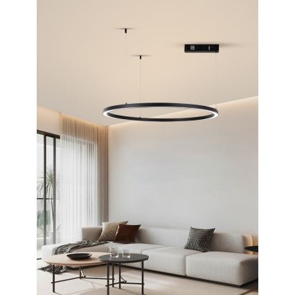 Immax NEO 07215L - Himmennettävä LED-kattokruunu johdossa FINO LED/60W/230V 80 cm musta Tuya + kauko-ohjaus