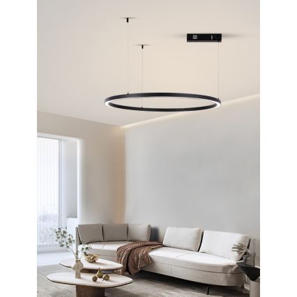 Immax NEO 07215L - Himmennettävä LED-kattokruunu johdossa FINO LED/60W/230V 80 cm musta Tuya + kauko-ohjaus