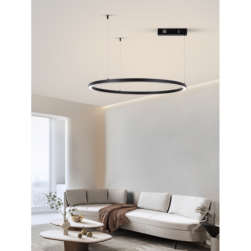 Immax NEO 07215L - Himmennettävä LED-kattokruunu johdossa FINO LED/60W/230V 80 cm musta Tuya + kauko-ohjaus