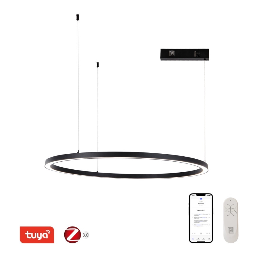 Immax NEO 07215L - Himmennettävä LED-kattokruunu johdossa FINO LED/60W/230V 80 cm musta Tuya + kauko-ohjaus