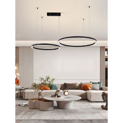 Immax NEO 07216L - Himmennettävä LED-kattokruunu johdossa FINO LED/93W/230V 60/80cm musta Tuya + kauko-ohjaus