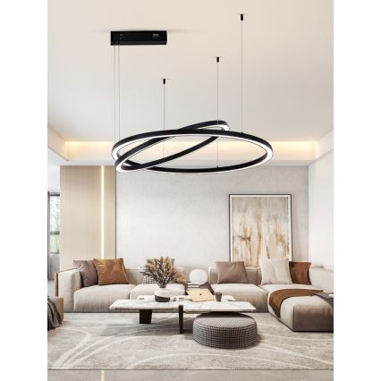 Immax NEO 07216L - Himmennettävä LED-kattokruunu johdossa FINO LED/93W/230V 60/80cm musta Tuya + kauko-ohjaus