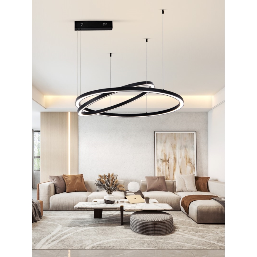 Immax NEO 07216L - Himmennettävä LED-kattokruunu johdossa FINO LED/93W/230V 60/80cm musta Tuya + kauko-ohjaus