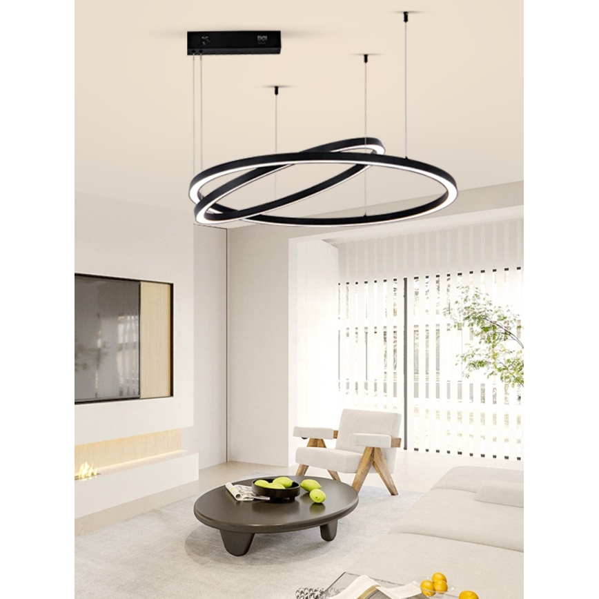 Immax NEO 07216L - Himmennettävä LED-kattokruunu johdossa FINO LED/93W/230V 60/80cm musta Tuya + kauko-ohjaus